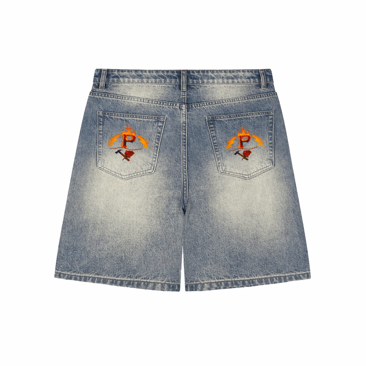 Faded Distressed Baggy Denim Shorts