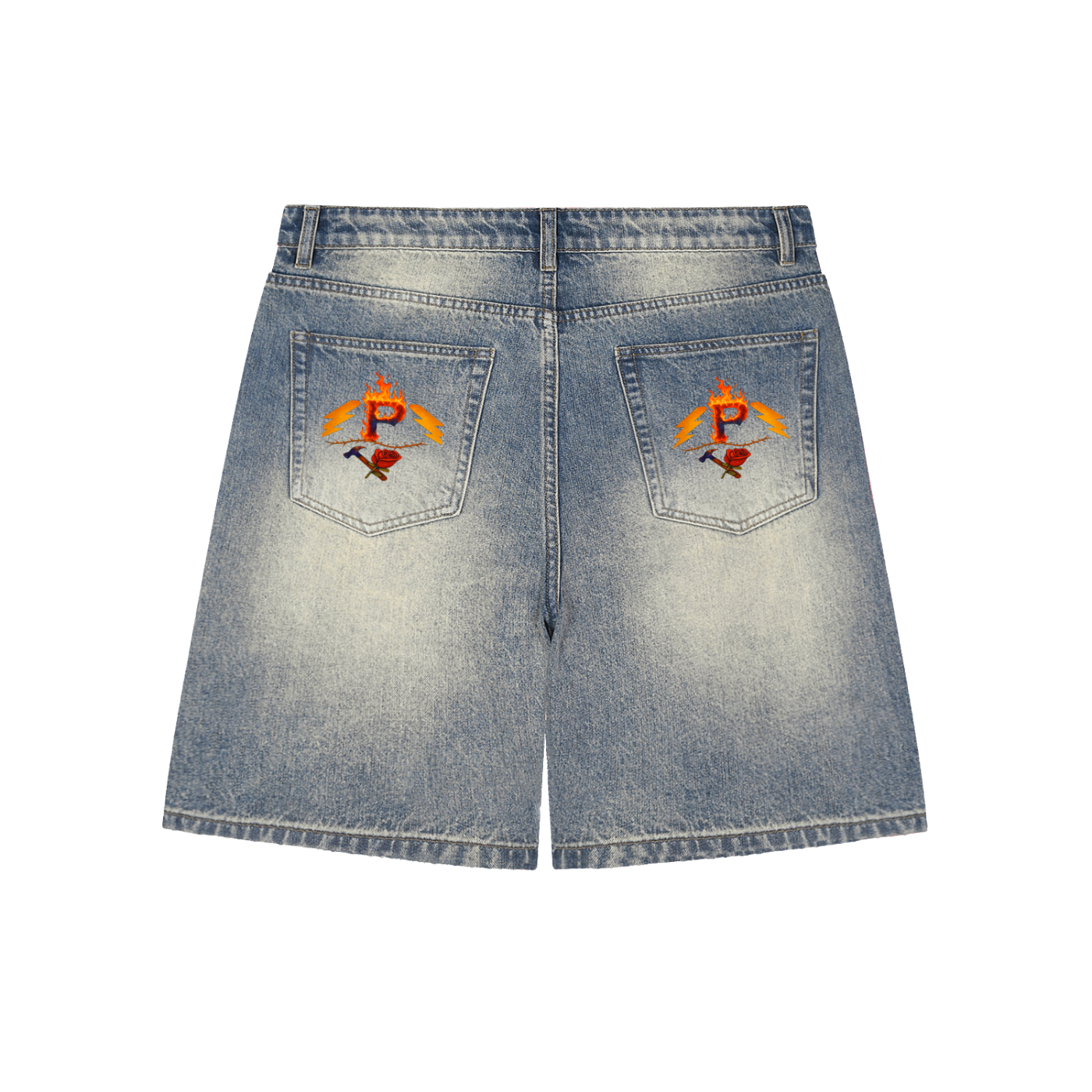 Faded Distressed Baggy Denim Shorts