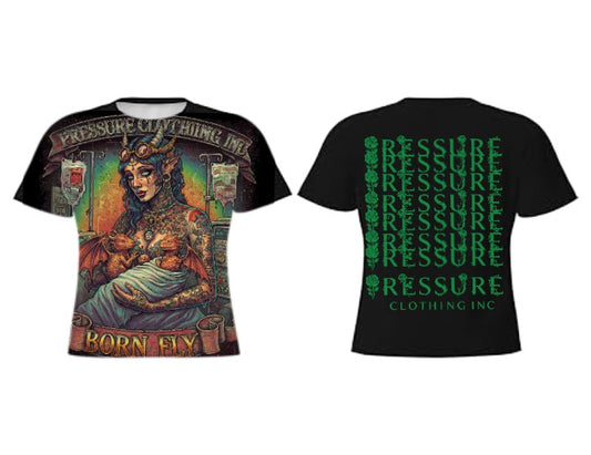 "BORN FLY"Check out this eye-catching black t-shirt!
